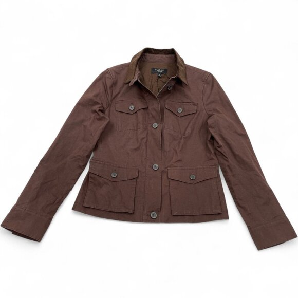 Talbots Petites Military Riding Waxed Cotton Lightweight Coat Jacket Women's 8P - Picture 2 of 9